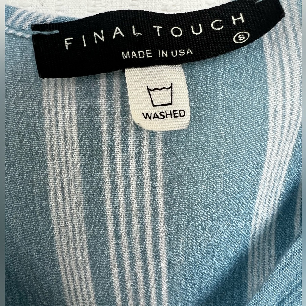 π GUC FINAL TOUCH Final Blue & White Striped Twist-Front Top | Womenβs Small - Picture 7 of 8